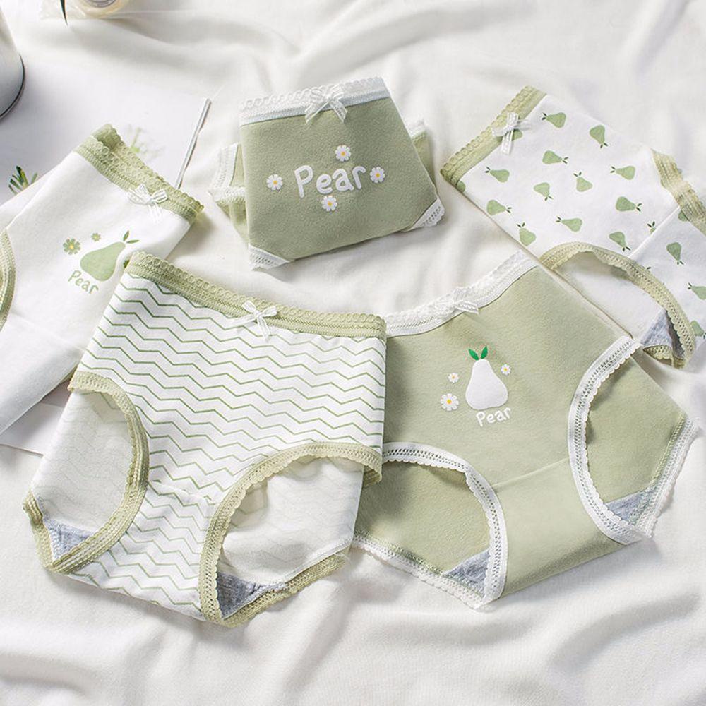 Quần Lót Cotton Thoáng Khí In Họa Tiết Trái Lê Hoạt Hình Phong Cách Hàn Quốc Cho Nữ
