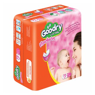 (TẶNG TÚI THƠM) Tã lót sơ sinh Goodry 72 miếng.