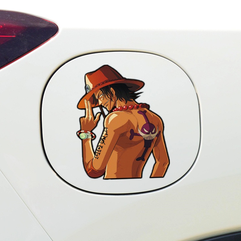 Miếng Dán Trang Trí Nắp Bình Xăng Xe Hơi / Laptop / Máy Tính Bảng Họa Tiết Hoạt Hình ONE PIECE Luffy Portgas Ace