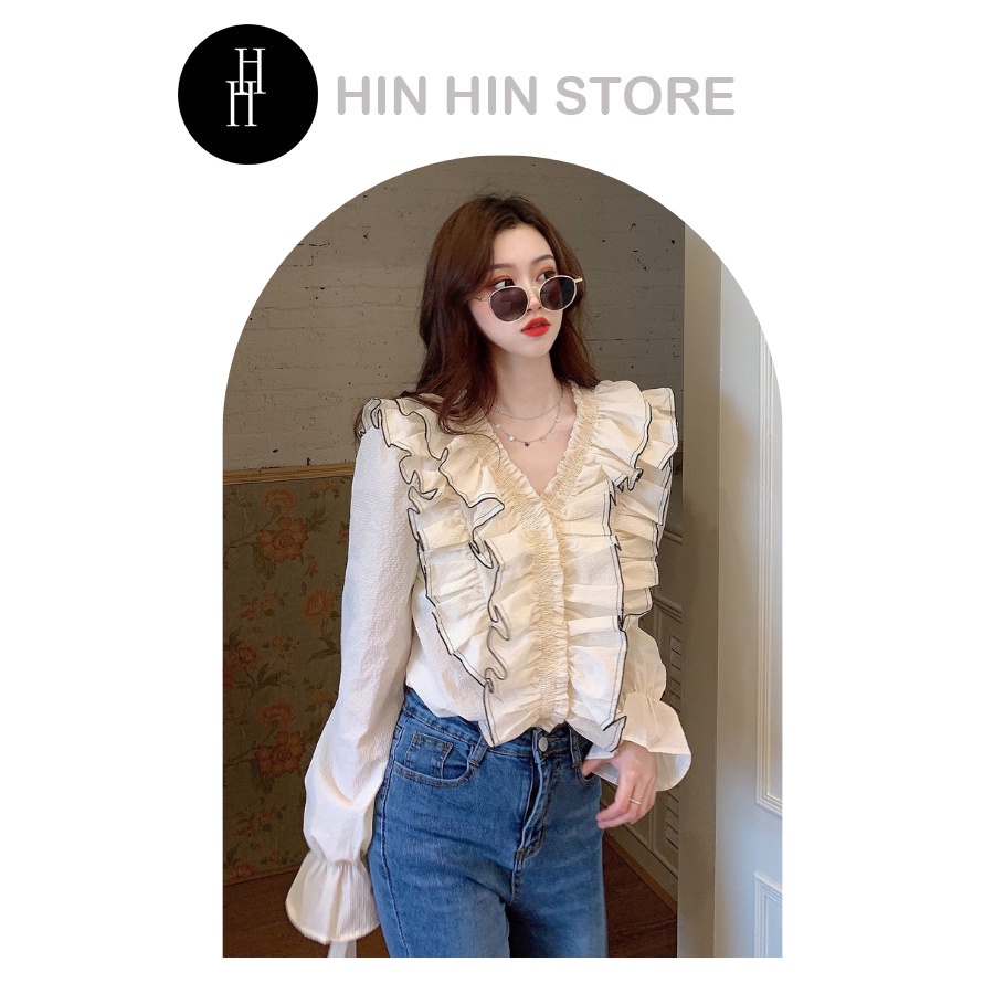 Áo form dài tay viền bèo HAF41 Hỉn Hỉn Store