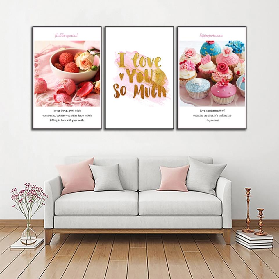 Tranh ghép bộ 3, tranh hiện đại treo tường, trang trí quán ăn, quán cà phê