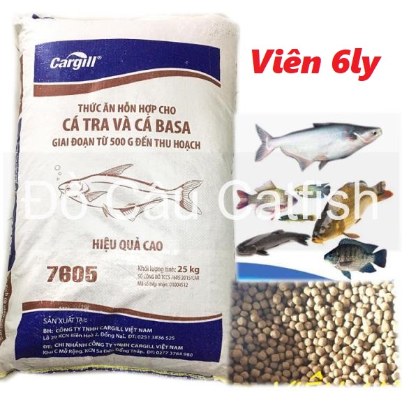 [1kg]Thức Ăn Cá Tra Cargill 7605 18% đạm cho cá ăn hoặc dùng câu cá(1kg)-1KG cám cá  cargill 7605