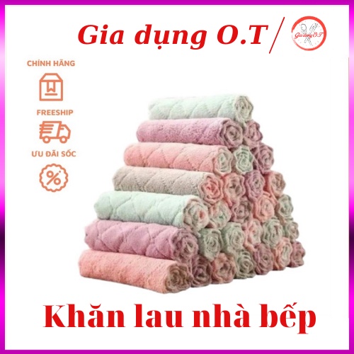 Khăn lau bếp đa năng tiện dụng, Khăn 2 mặt vệ sinh nhà cửa tủ bếp bát đĩa chén siêu mềm thấm hút nước