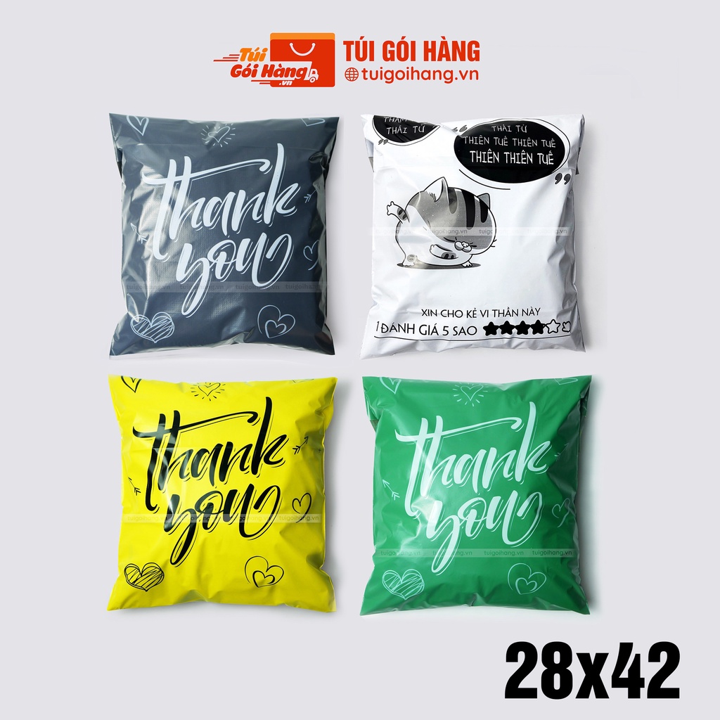 Túi gói hàng in thank you 28x42 TUIGOIHANG cuộn 100 cái - in logo, in thương hiệu theo yêu cầu