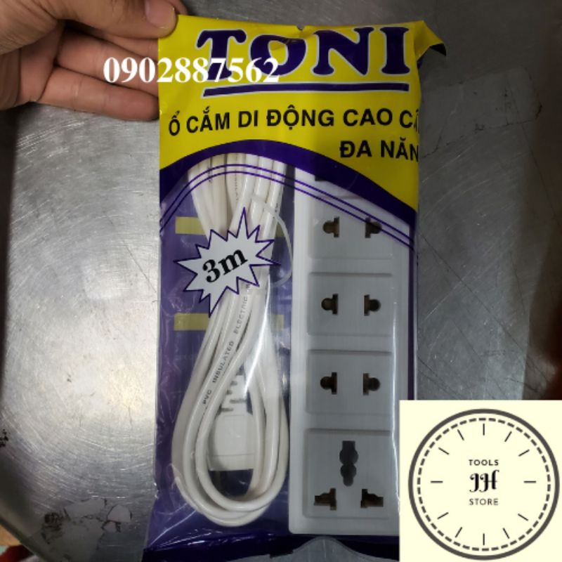 ổ cắm điện di động đa năng TONI 3 mét (3 ổ cắm, 4 ổ cắm)