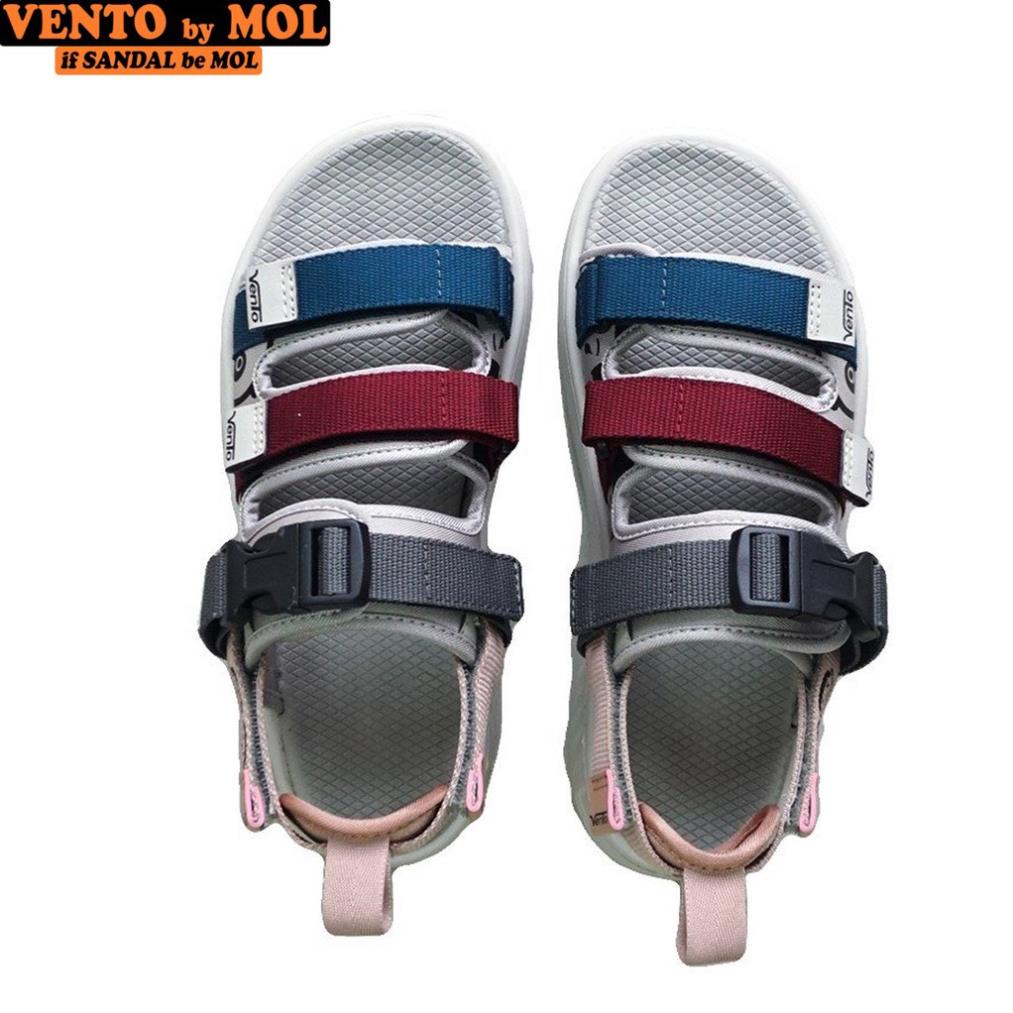 Giày sandal Vento nữ 3 quai ngang vải dù có quai hậu tháo rời mang đi học đi biển du lịch NB80R *&!