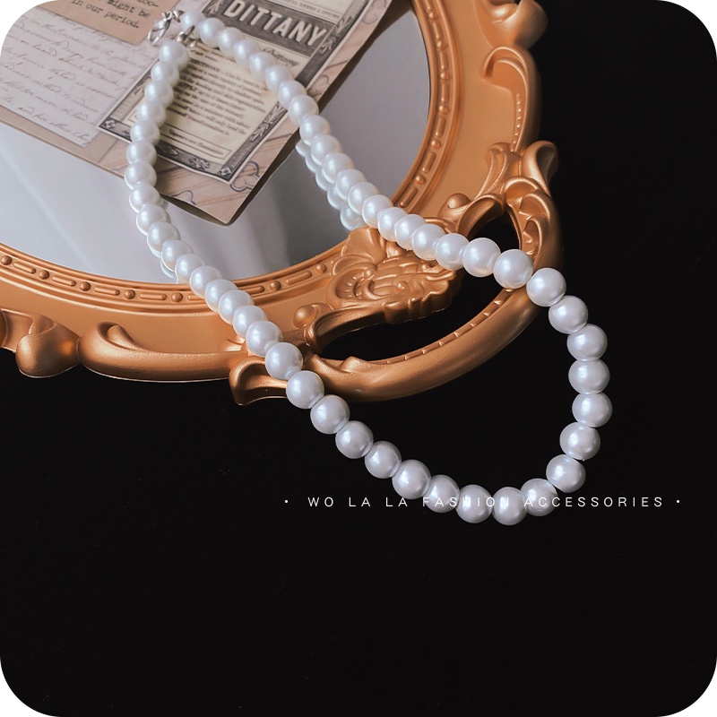 vòng cổ Hai Lớp Đính Hạt Ngọc Trai Xinh Xắn Cho Nữ