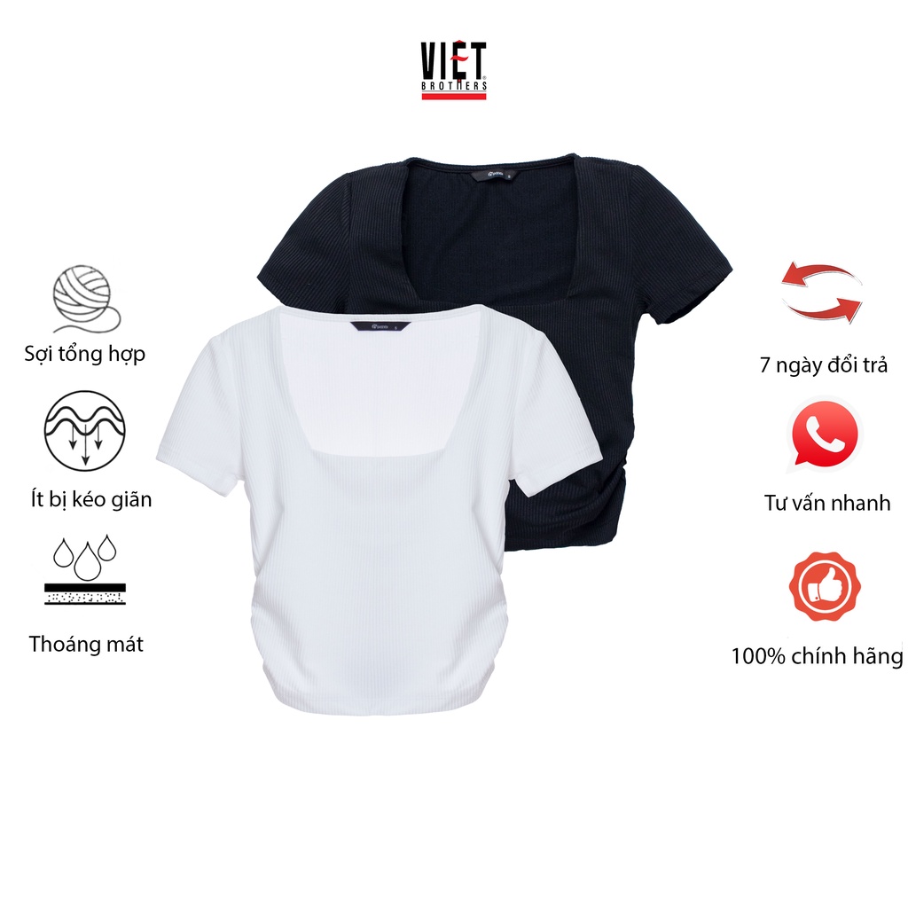 Áo croptop cổ vuông VIỆTBROTHERS chun sườn 221APU21