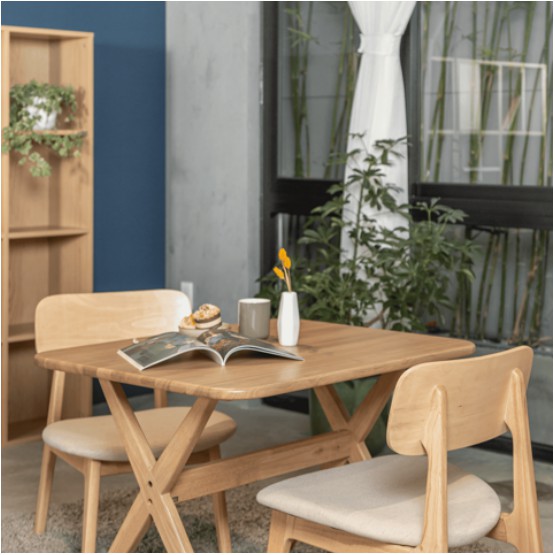 Bộ Bàn Ăn 2 Ghế Gỗ Cao Su Tự Nhiên MOHO VLINE 601