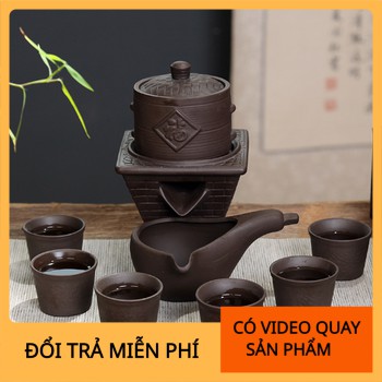 Bộ ấm trà hình cối xay màu nâu thanh lịch