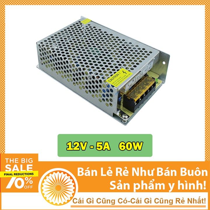 Nguồn Tổ Ong Trong Nhà 12V 5A Lớn - Công Suất Thực 60W