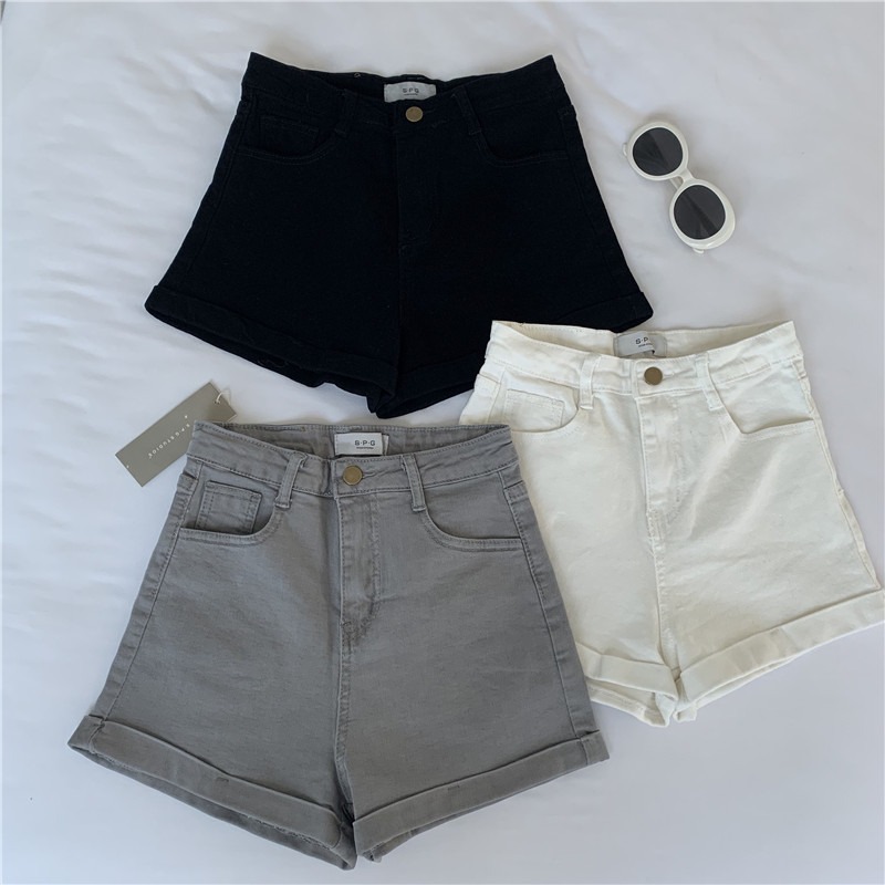 Quần Short Jeans Lưng Cao Ống Rộng Thời Trang Cho Nữ