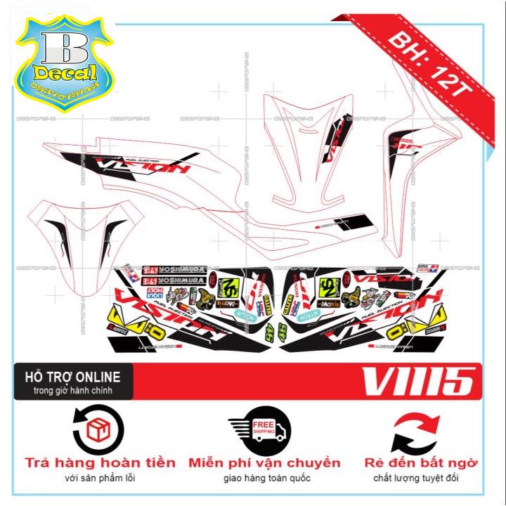 ( Quí khách vui lòng mang ra tiệm cho thợ dán ) Tem VISION 2016 CHẾ DÁN XE TRẮNG [Bi Decal]