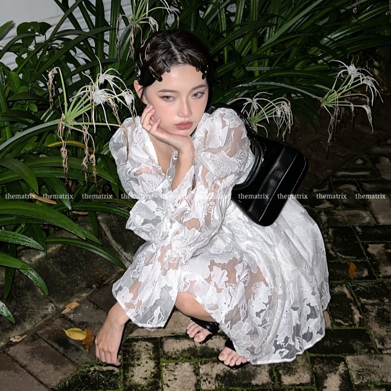 Áo voan babydoll tay bồng