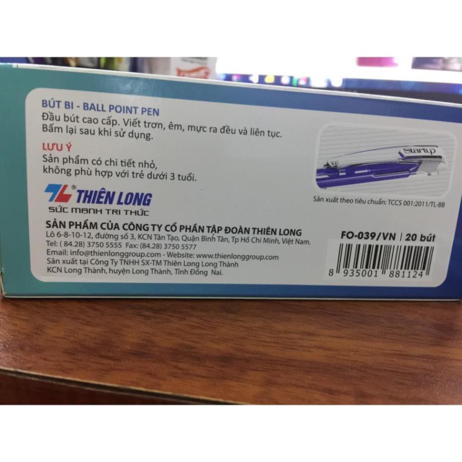 Hộp 20 chiếc bút bi Thiên Long FO-039 ngòi nhỏ 0.5mm