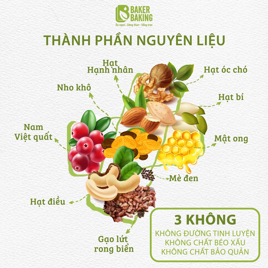 Thanh hạt Protein Eat Baker Baking - Eat clean ăn kiêng Healthy cung cấp Protein hỗ trợ ăn kiêng, giảm cân