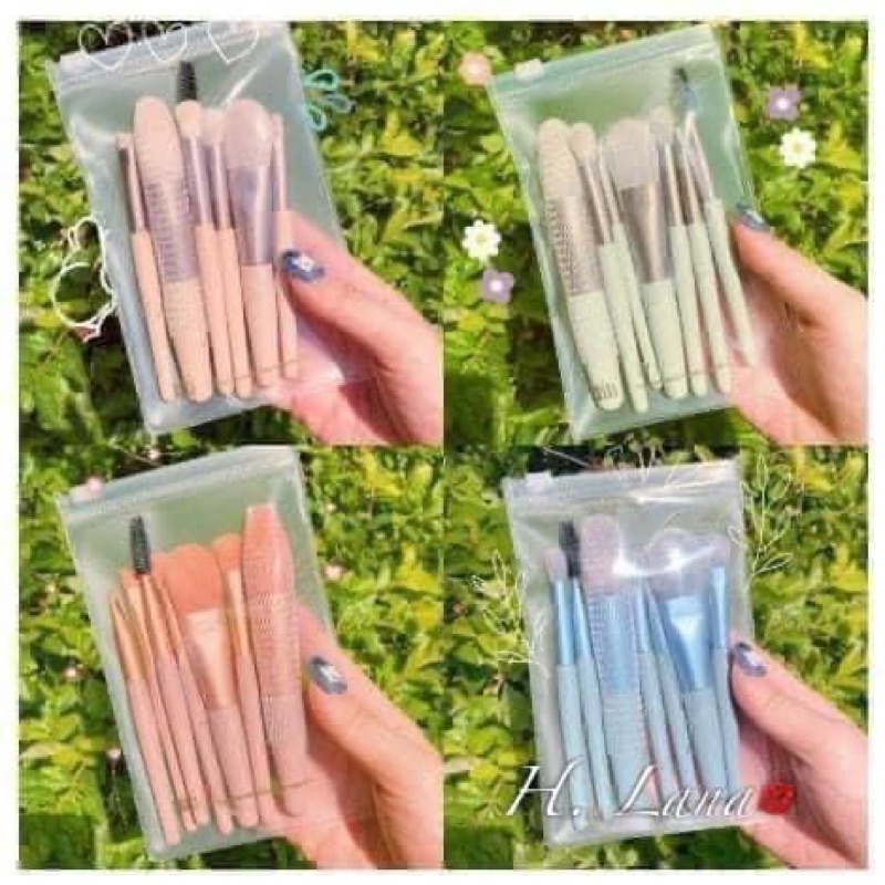 Bộ Cọ Trang Điểm 8 Cây Vintage Siêu Cute Trong Túi Zip Hàn quốc chuẩn loại 1