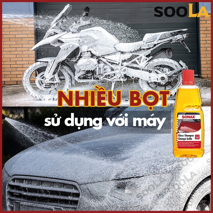 Bộ Nước rửa xe Sonax Gloss Shampoo 1000ml  và Khăn siêu sợi chống xước Sonax (Hàng Chính Hãng)