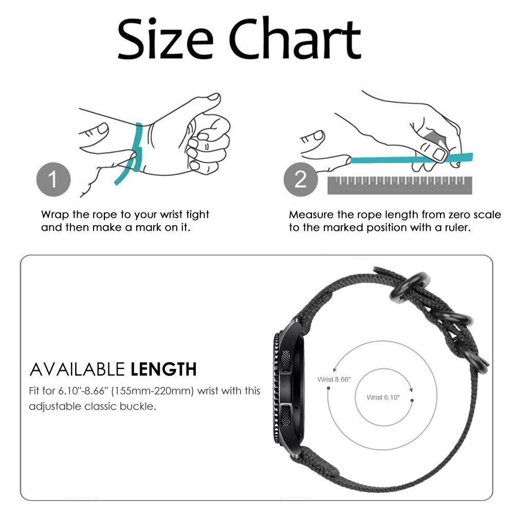 Dây Đeo Nylon 18Mm 20Mm 22Mm Cho Đồng Hồ Thông Minh Samsung Galaxy Watch 46Mm 42Mm Active2 Active1 Gear S3 Frontier
