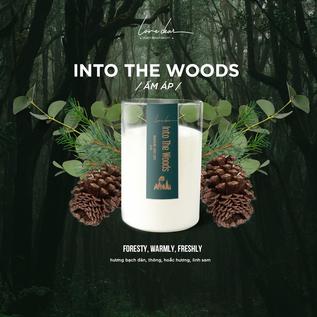 Nến Thơm LoveDear Into The Woods Từ Tinh Dầu Thiên Nhiên và Sáp Cọ Cao Cấp - Trang Trí Decor 100g