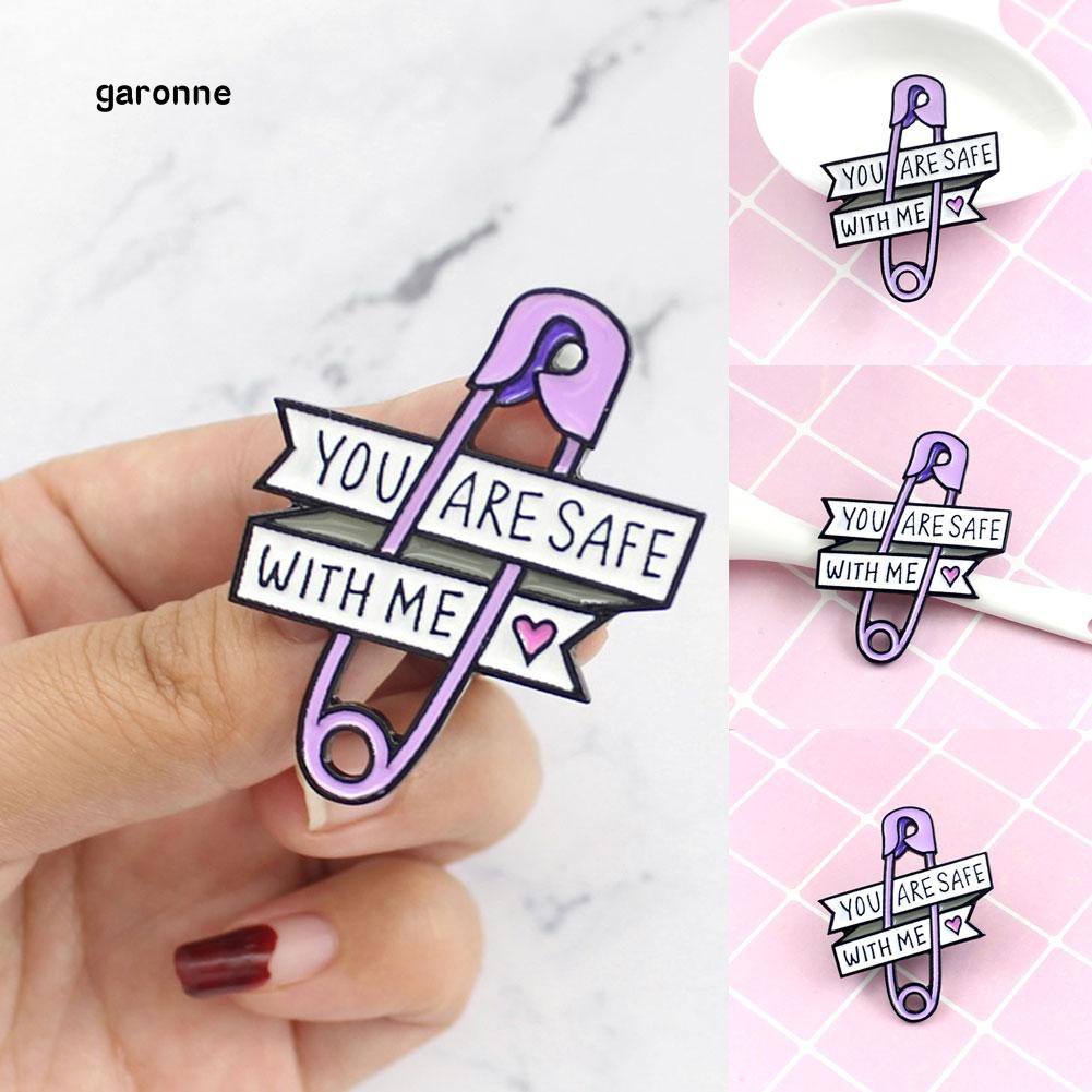 Ghim cài áo hình kim băng gắn chữ You Are Safe With Me đáng yêu cho nữ