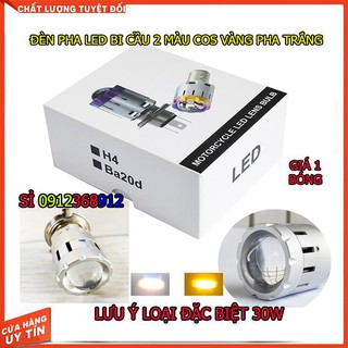 Đèn pha led bi cầu 2 màu cos vàng pha trắng