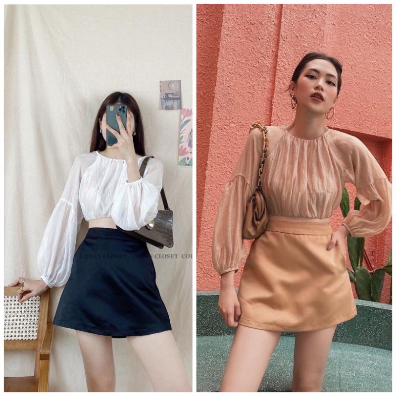 SÉT ÁO TAY PHỒNG CHÂN VÁY A SANG TRỌNG rất đẹp rất sang