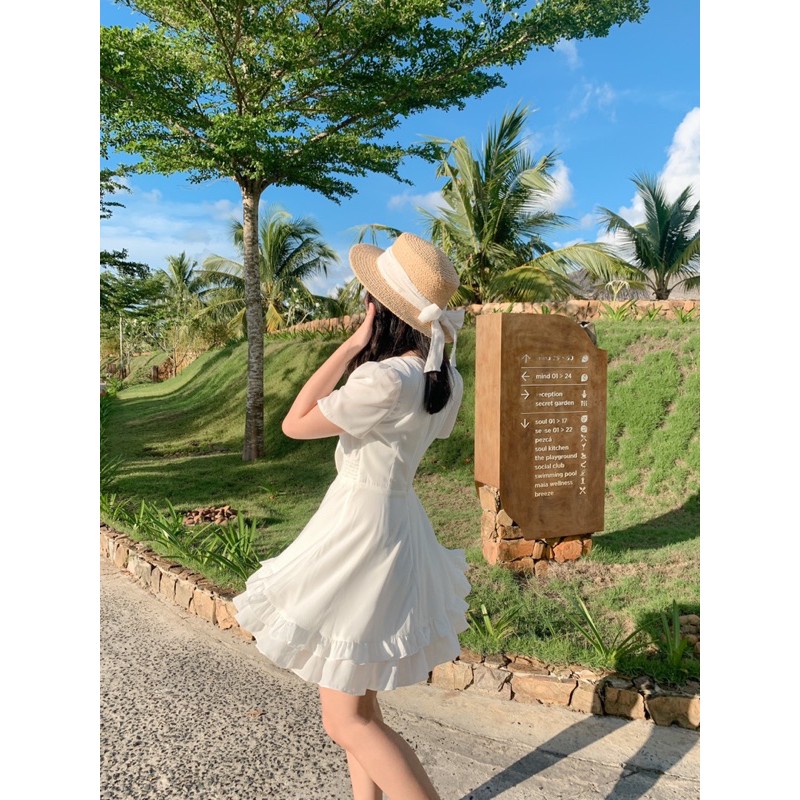 [Mã SKAMA06 giảm 8% tối đa 50K đơn 250K] Đầm Eropi cột nơ trước ngực tùng tầng xoè | BigBuy360 - bigbuy360.vn