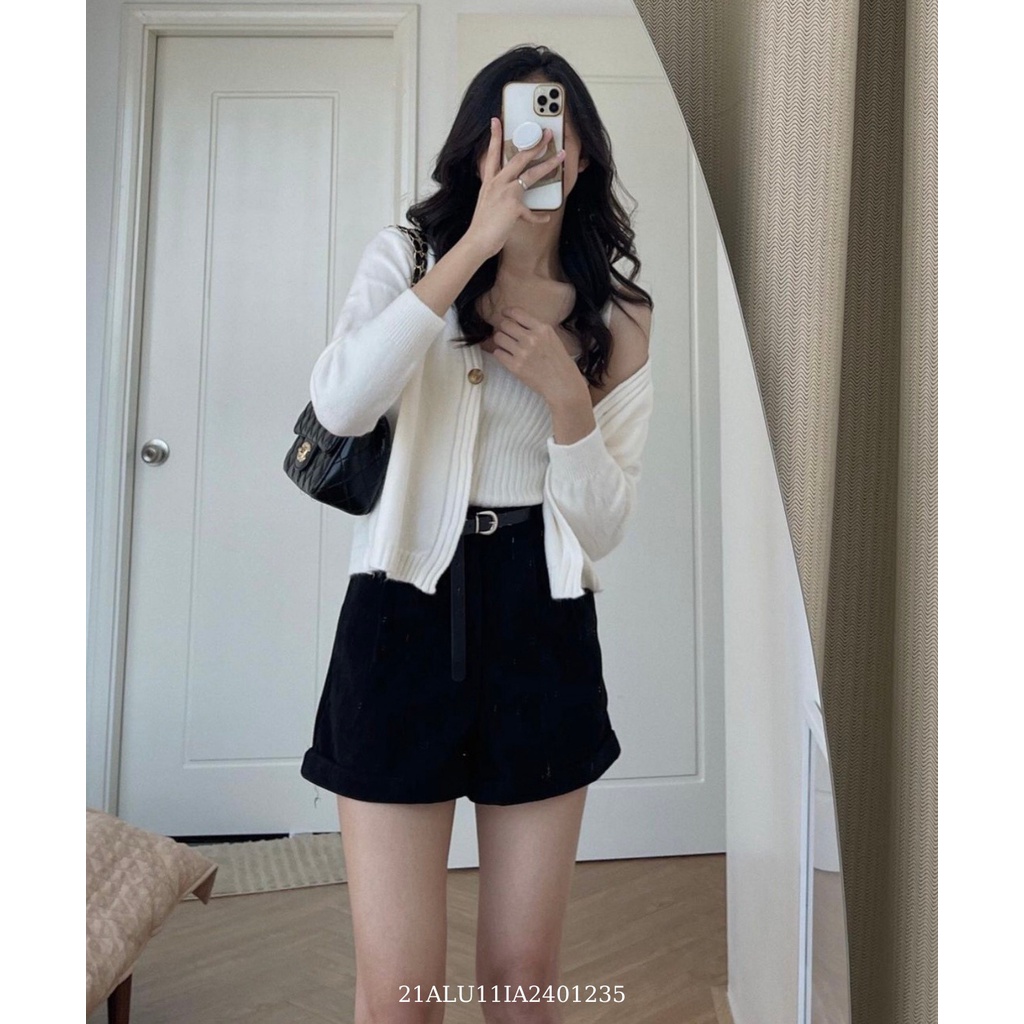 Set áo khoác len cardigan 1 nút viền gân + áo 2 dây len gân thời trang nữ ulzzang Hàn Quốc Fmstyle Saigon 21ALU11IA2401 | BigBuy360 - bigbuy360.vn