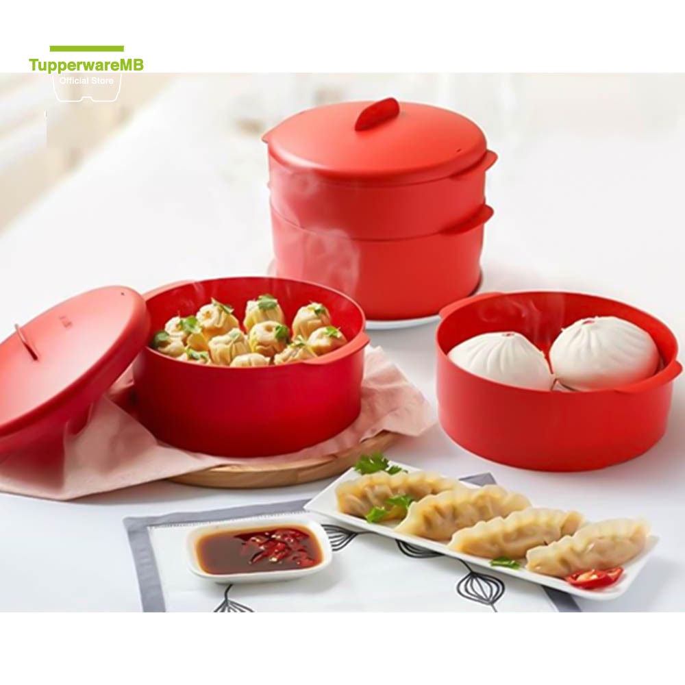 Xửng hấp Steam It 2 tầng TUPPERWARE đỏ chất liệu chịu nhiệt cao tiện dụng đa năng