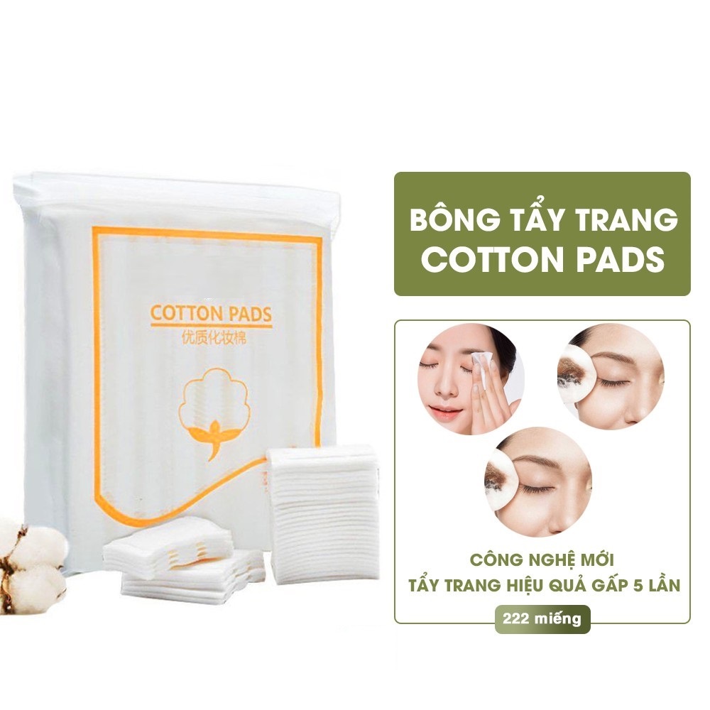 Bông tẩy trang 222 miếng Cotton Pad Jieya MOON21 3 lớp 100% sợi bông tự nhiên dập viền không xơ làm sạch make up bụi bẩn