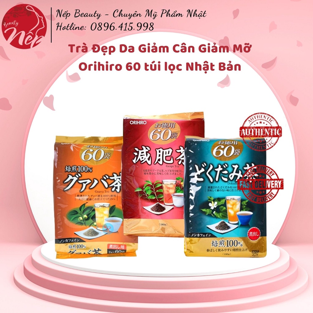 Trà Diếp Cá, Lá Ổi, Genpi Đẹp Da Giảm Cân Giảm Mỡ Orihiro 60 túi lọc Nhật Bản (Date: 2025)