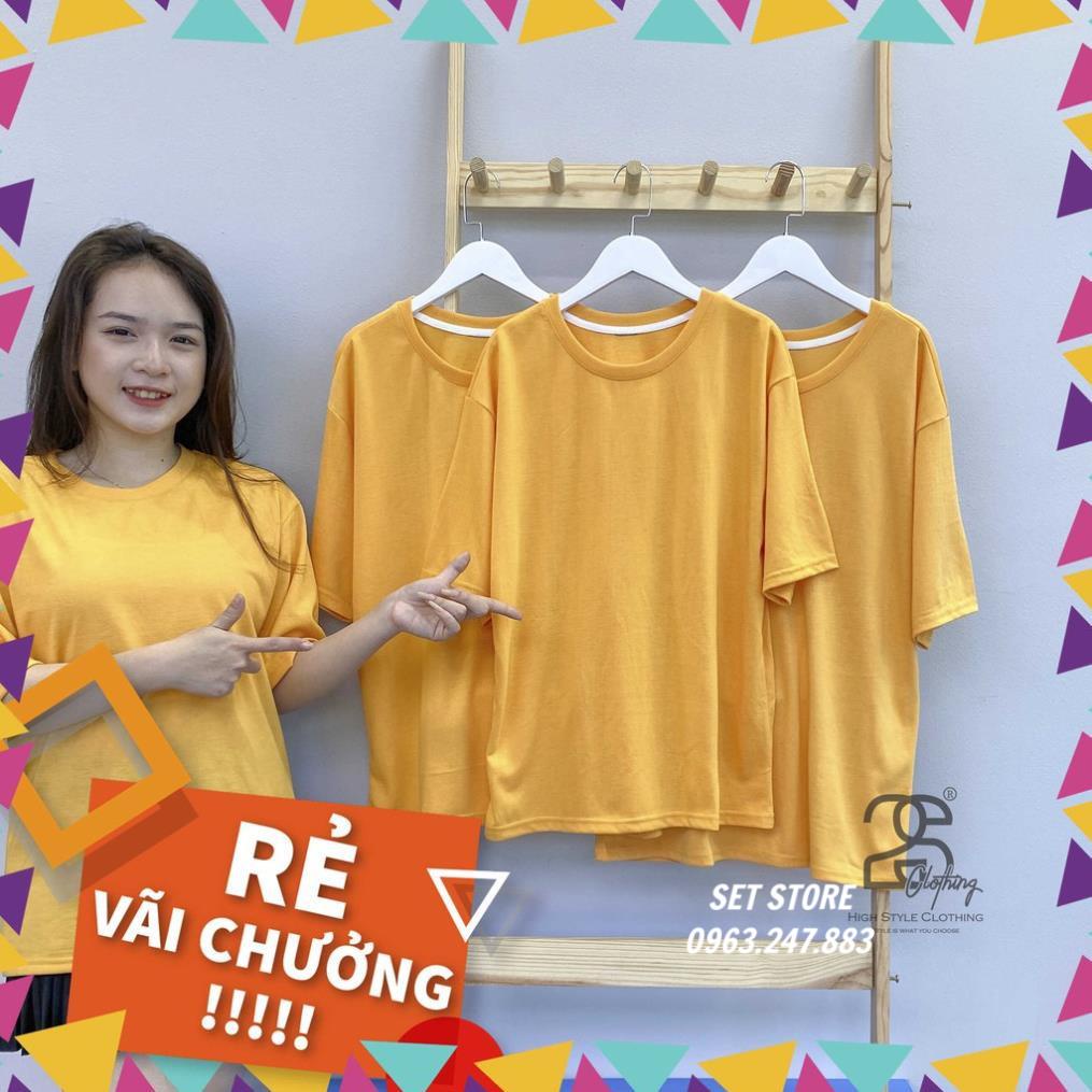 Áo thun trơn màu vàng, áo phông nam nữ unisex form rộng - Setstoree