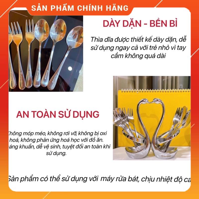 Set thìa dĩa Thiên Nga Rapido gồm 3 thìa 3 dĩa bằng inox không gỉ hàng chính hãng