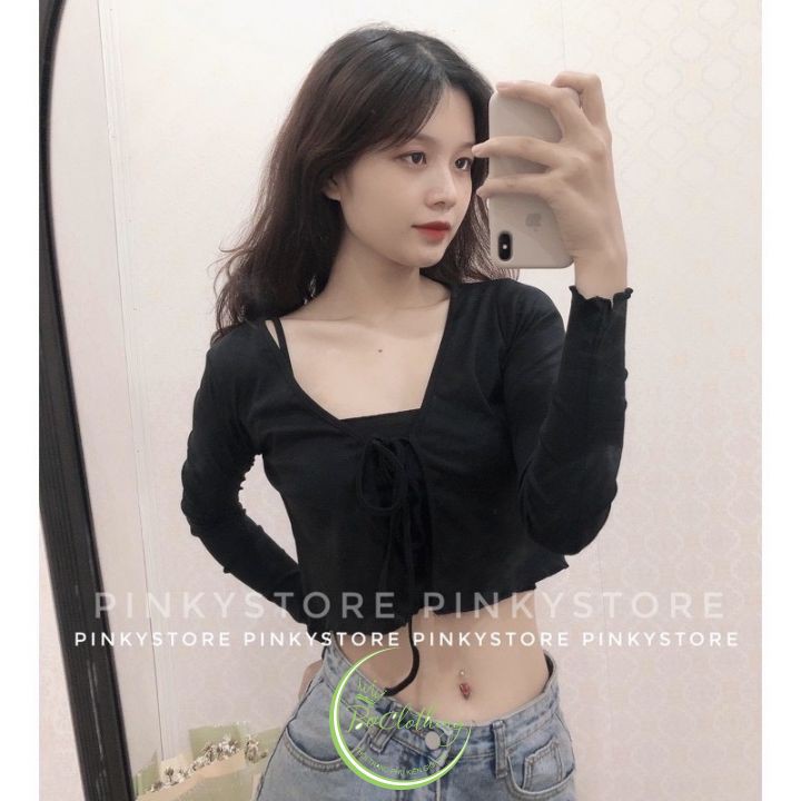 🍉Áo Croptop 🍉 Cardigan Buộc Dây | BigBuy360 - bigbuy360.vn