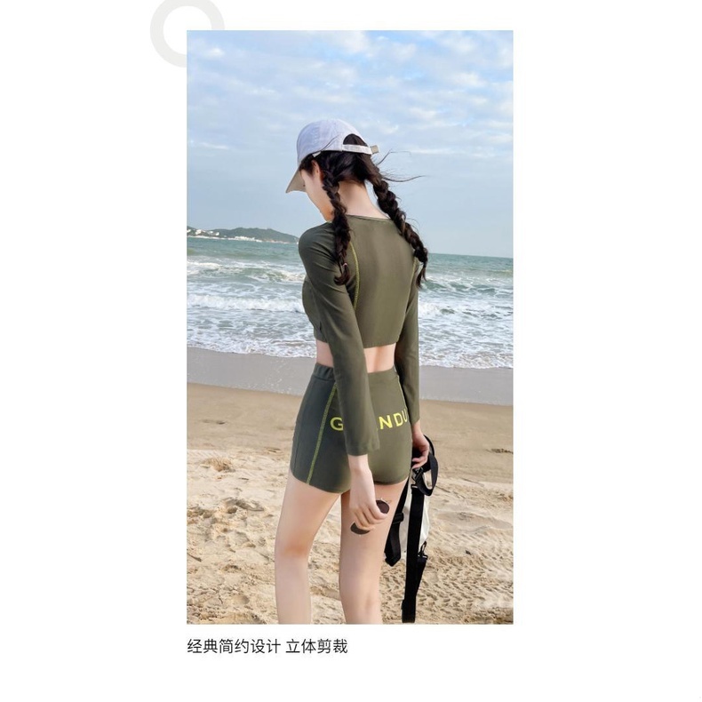 Bộ Đồ Bơi Hai Mảnh Gồm Áo Tay Dài Và Quần Boxer Phong Cách Thể Thao Dành Cho Nữ 2022