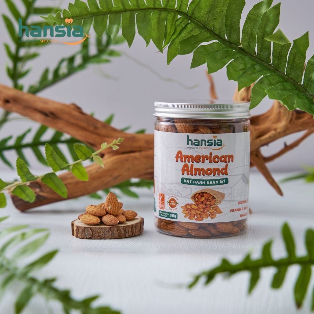 Hạt Hạnh Nhân Organic HANSIA Thơm, Ngậy Giàu Protein, Vitamin Và Khoáng Chất Thiết Yếu Tốt Cho Cơ Thể Hộp 300g - 500g