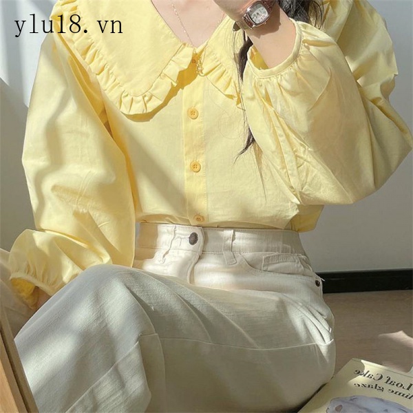 Áo Sơ Mi Cotton Cổ Búp Bê Phong Cách Phương Tây Thời Trang Mùa Xuân 2022 Mới Cho Nữ