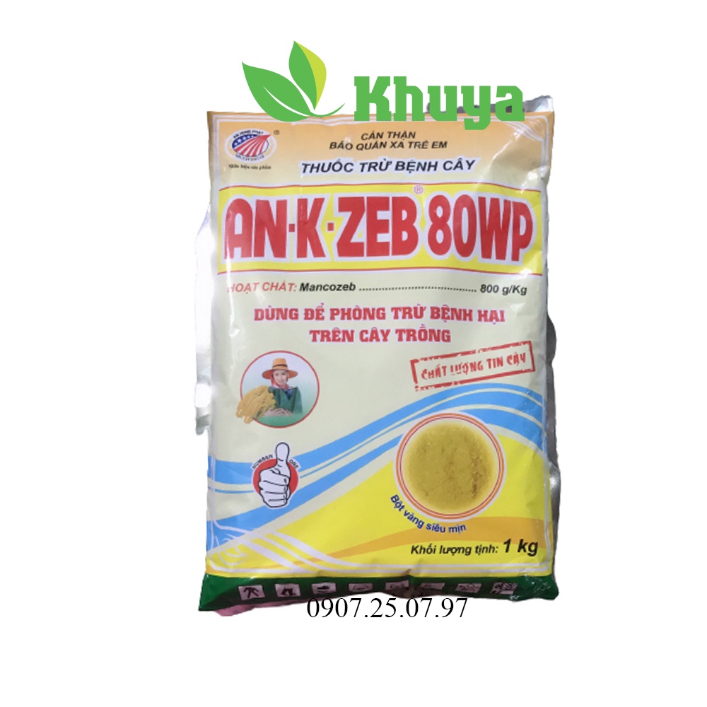 Thuốc Trừ Bệnh AN-K-ZEB 80WP gói 1kg Mancozeb Vàng