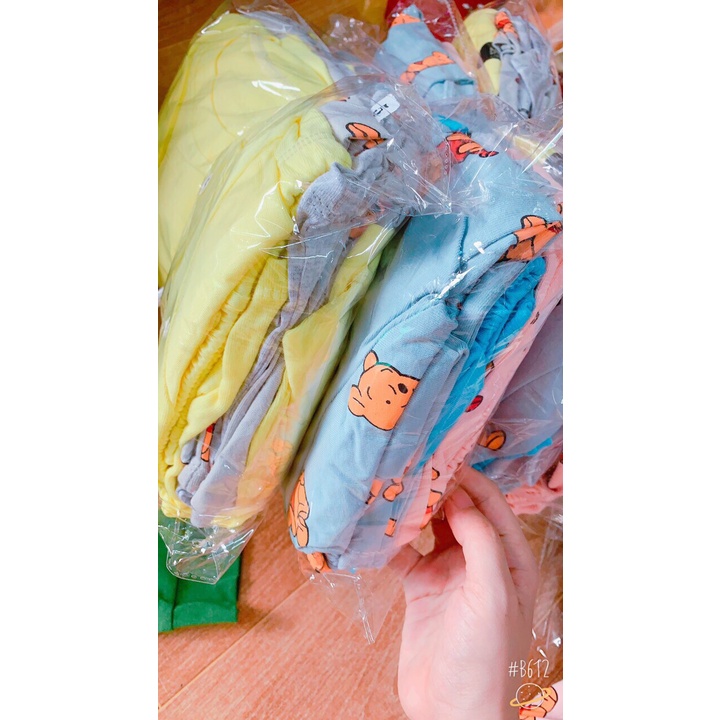 Bộ Thun Cotton Dài Tay Thu Đông In Hình Gấu Vải Len Tăm Dày Dặn Cho Bé Từ 8 - 18kg