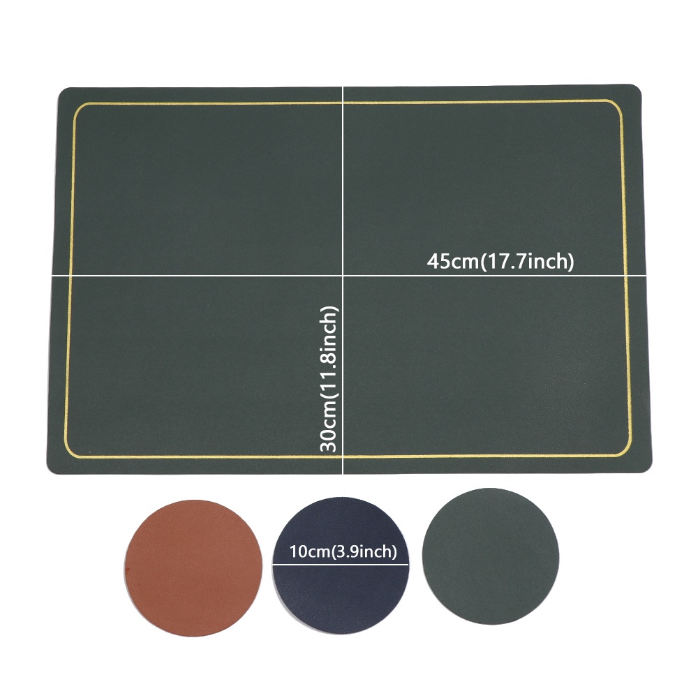 Tấm Lót Bàn Ăn Hình Tròn Bằng Da PU Mềm Cách Nhiệt Chống Thấm Nước/Dầu/Trượt