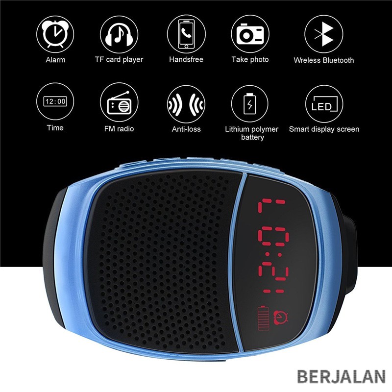 Không dây mới Bluetooth Đồng hồ thông minh Loa thể thao Dây đeo cổ tay Gọi rảnh tay Thẻ TF Chơi FM Radio Tự hẹn giờ Hiển thị thời gian Berjalan BBS2