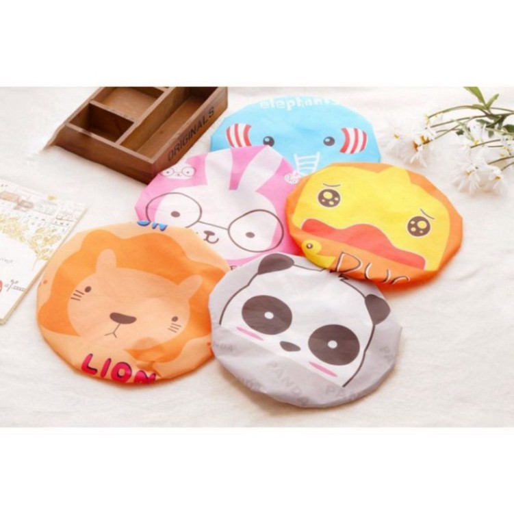 Mũ chùm đầu khi tắm chống nước họa tiết ngộ nghĩnh đáng yêu tiện lợi