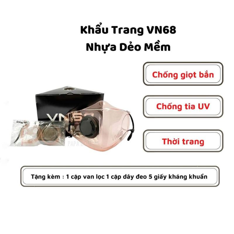 VN68 [TRONG SUỐT, ĐEN, CAM, KHÓI] - KHẨU TRANG NHỰA 3D