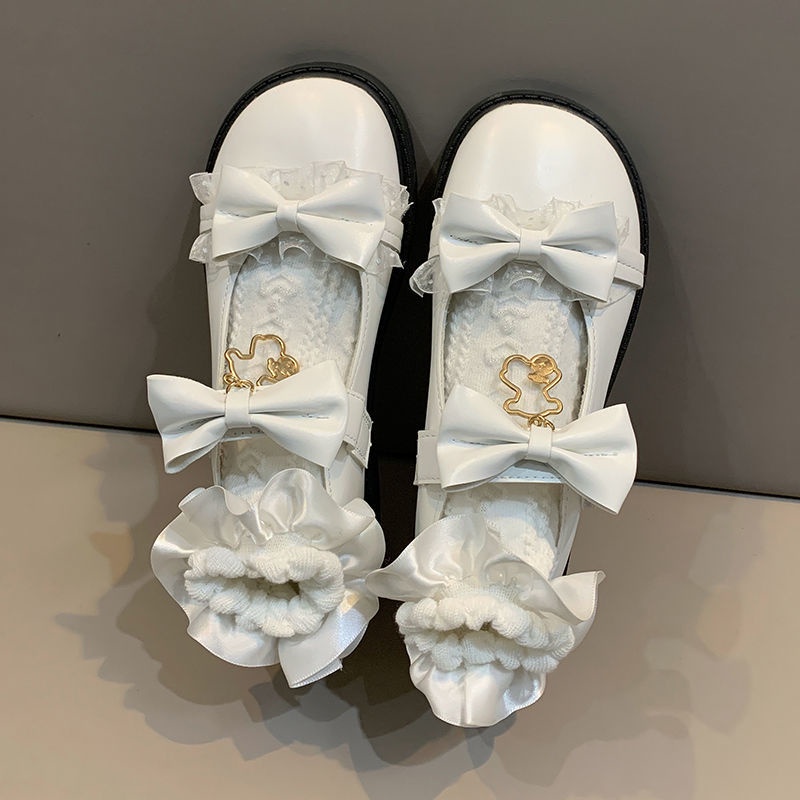💖Trong kho💖2022 mùa xuân mới Mary Jane Lolita Nhật Bản ren phẳng đáy thấp cô gái mềm mại aj Phiên bản Hàn Quốc của giày da nhỏ đơn nữ