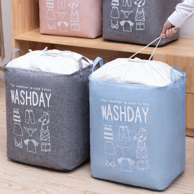 Giỏ đựng quần áo bằng vải cỡ lớn, túi đựng chăn màn đa năng washday có thể gấp gọn vintage xinh xắn 88307
