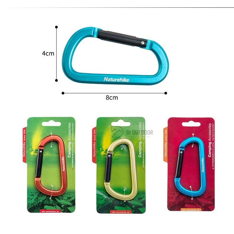Móc Khóa Carabiner Naturehike 4cm- 6.5cm- 8cm Hợp Kim Nhôm