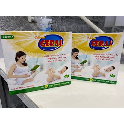 Calcium Geral bổ sung calci, vitamin D, giúp trẻ hết còi xương, tăng chiều cao, ngừa loãng xương người lớn( hộp 20 ống)