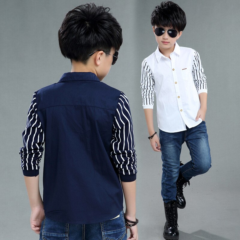 Áo Sơ Mi Tay Dài Cổ Bẻ Thời Trang Mùa Xuân Cho Bé Trai 5-10 Tuổi