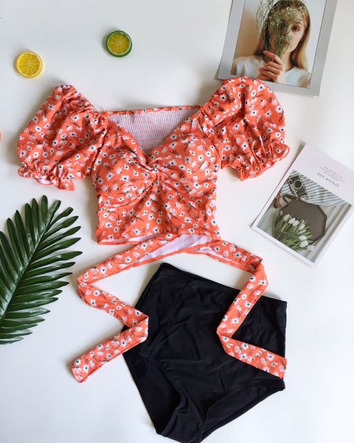 Đồ bơi 3 mảnh tay phồng hoa nhí( 3 màu)